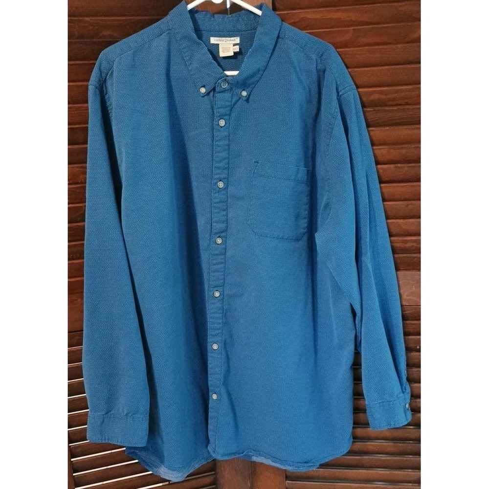 Carbon 2 Cobalt Shirt Men's Button Down Cotton Size XXLT Long Sleeve Navy Dot